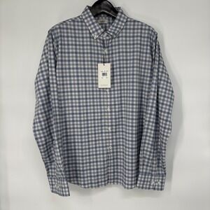 Savannah Mens XXL Blue Grey Plaid Tencel Blend Long Sleeve Button Down Shirt NEW